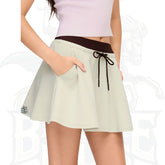 Cotton-Blend Two-Tone Mid-Rise Drawstring A-Line Mini Skirt – Stylish & Comfortable